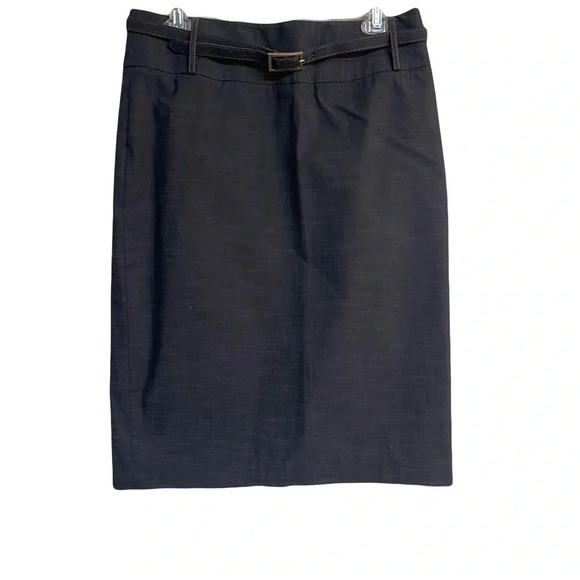 Rafaella pencil skirt with skinny belt sliver buckle navy size 8 - Picture 1 of 5